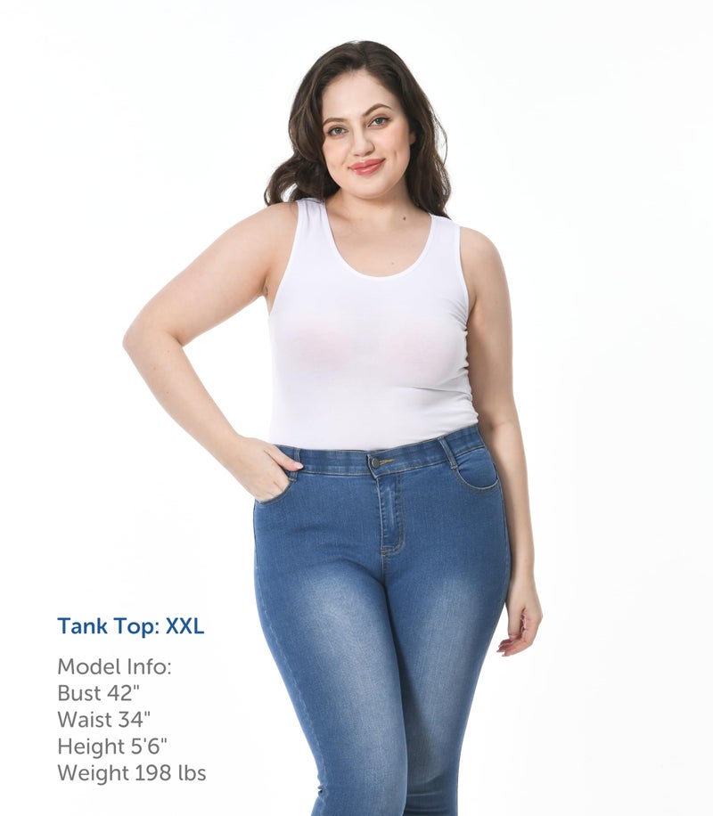 Comfneat Women's Basic Tanks Comfy Top (Color-Set-5 4-Pack, L) - Image 5